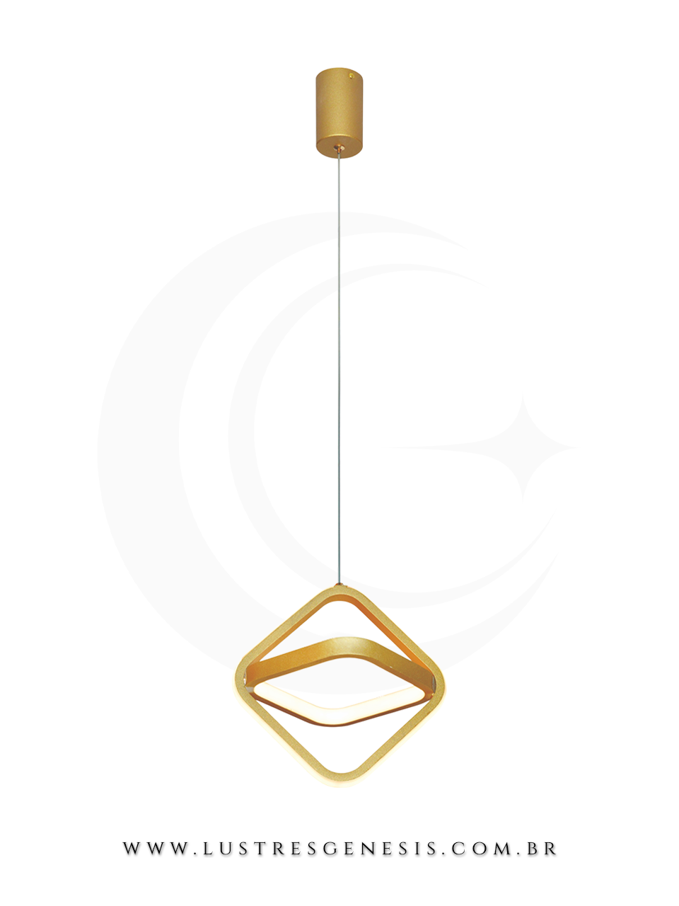 Luminaria de Teto Pendente LED DCD03202 Dourado Bivolt 24W 3000K Ø22cm, Bancada Churrasqueira, Lavabo, Cabeceira de Cama, Banheiro